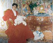 Carl Larsson Mrs Dora Lamm and Her Two Eldest Sons oil painting reproduction